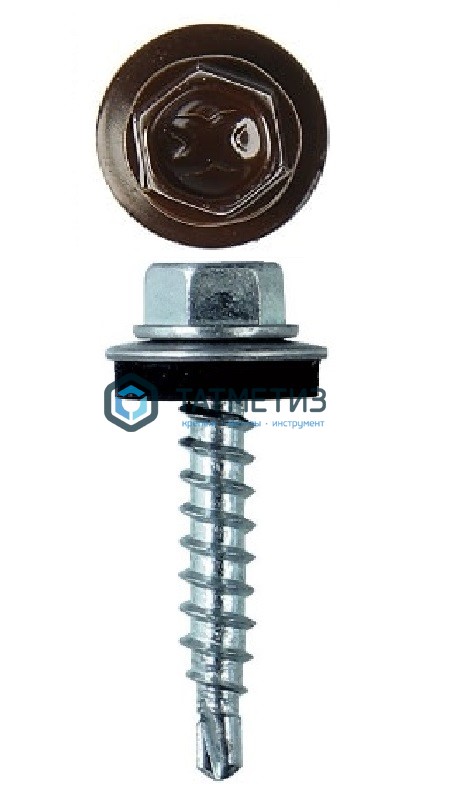 Саморез окраш.кров. 5,5х25 /8017/ (250 шт/уп) КК | «ТАТМЕТИЗ» Саморез окраш.кров. 5,5х25 /8017/ (250 шт/уп) КК - магазин крепежа «ТАТМЕТИЗ»