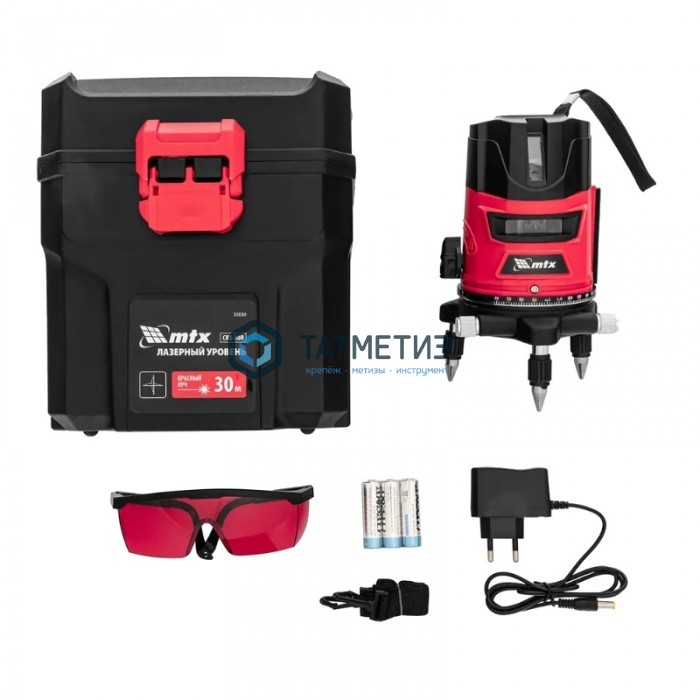 Уровень лазерный CRX-30R, 30 м, красный луч, батарейки, резьба 5/8"// MTX Уровень лазерный CRX-30R, 30 м, красный луч, батарейки, резьба 5/8"// MTX