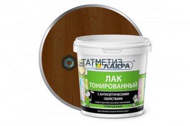 Лак ВД тонированный  ОРЕХ  ЛАКРА  0,9 кг./6 -  магазин «ТАТМЕТИЗ»