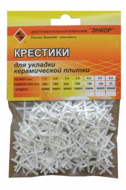 Крестики ЭНКОР для кафеля, 1, 5мм, 200шт -  магазин крепежа «ТАТМЕТИЗ»