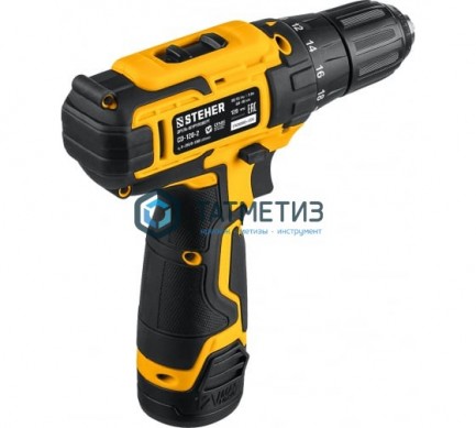 Дрель-шуруповерт 12 В  STEHER, 30 Н·м, 2 АКБ (2 А·ч),кейс -  магазин крепежа «ТАТМЕТИЗ»